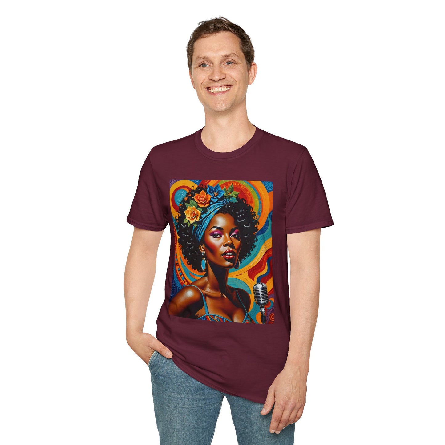 Afrofuturist Soul Singer T Shirt Cosmic Jazz Graphic Tee Retro Funk Fashion Music Artwork Top Gift for Soul Fans