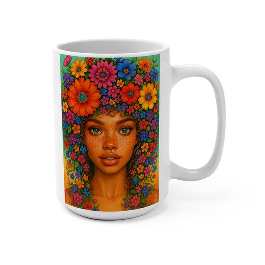 Flower Crown Goddess Mug Colorful Ceramic Coffee Cup Boho Art Gift For Friends