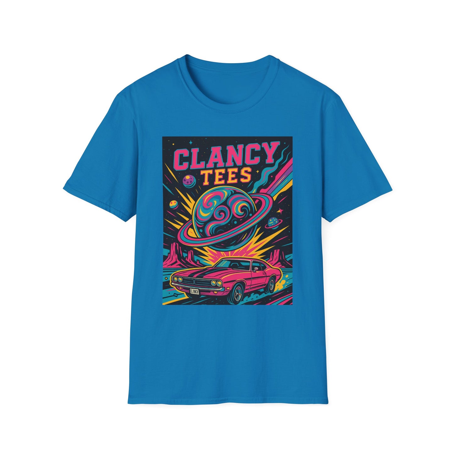 Retro UFO Car Crash Shirt – Clancy Tees Vaporwave Space Tee – Gift for Sci-Fi Fans, Vintage Car Lovers, Alien Believers, and 80s Aesthetic Addicts