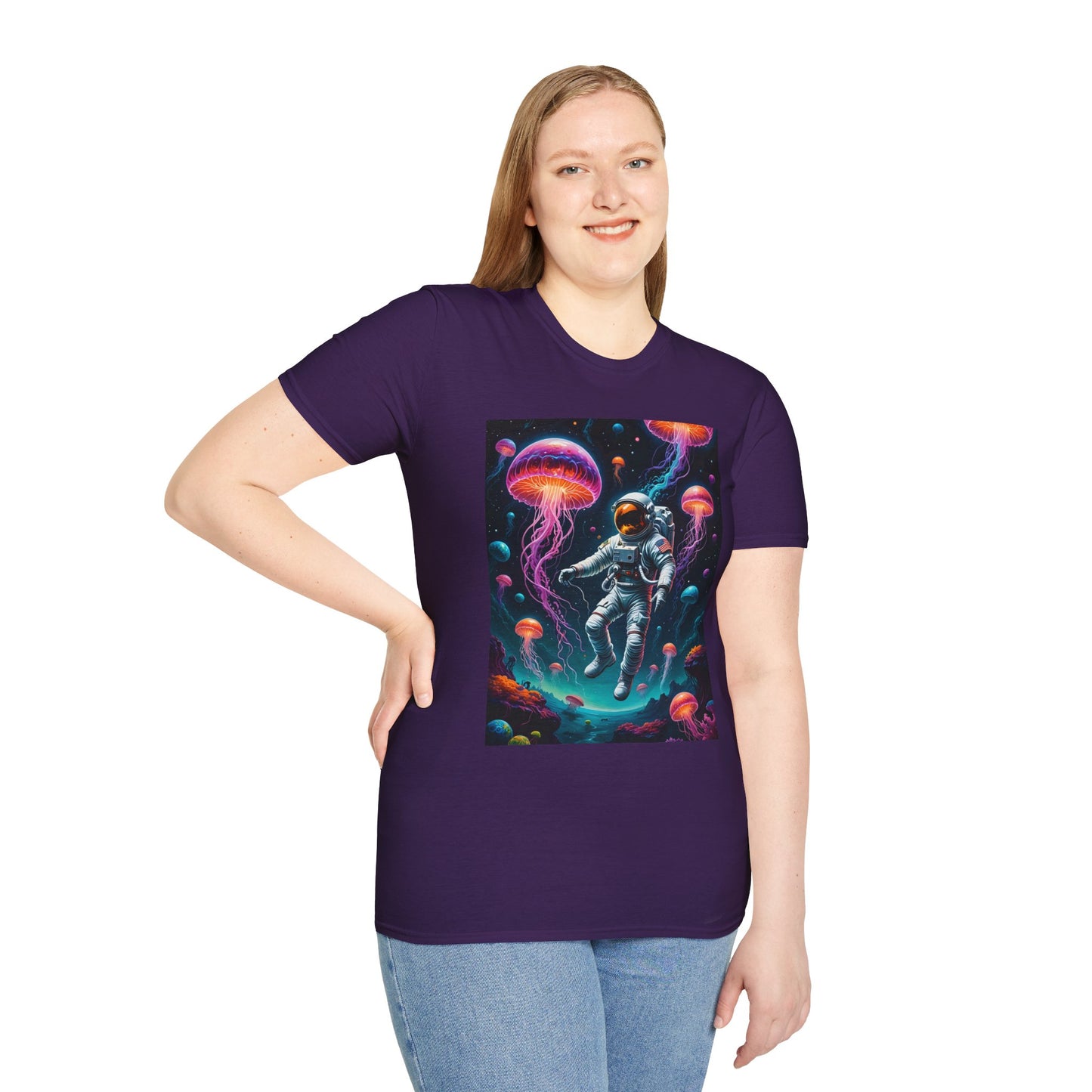 Cosmic Jellyfish T-Shirt, Astronaut Tee, Space Lover's Apparel, Unique Gift, Unisex Softstyle Shirt