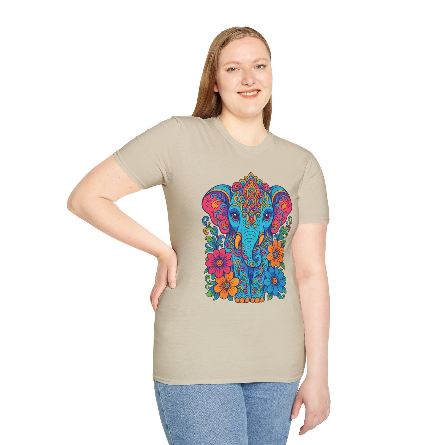 Colorful Elephant Shirt Trippy Boho Floral Art Tee Gift for Yoga Lovers Psychedelic Animal Fans and Free Spirits Who Rock Vibrant Festival Style