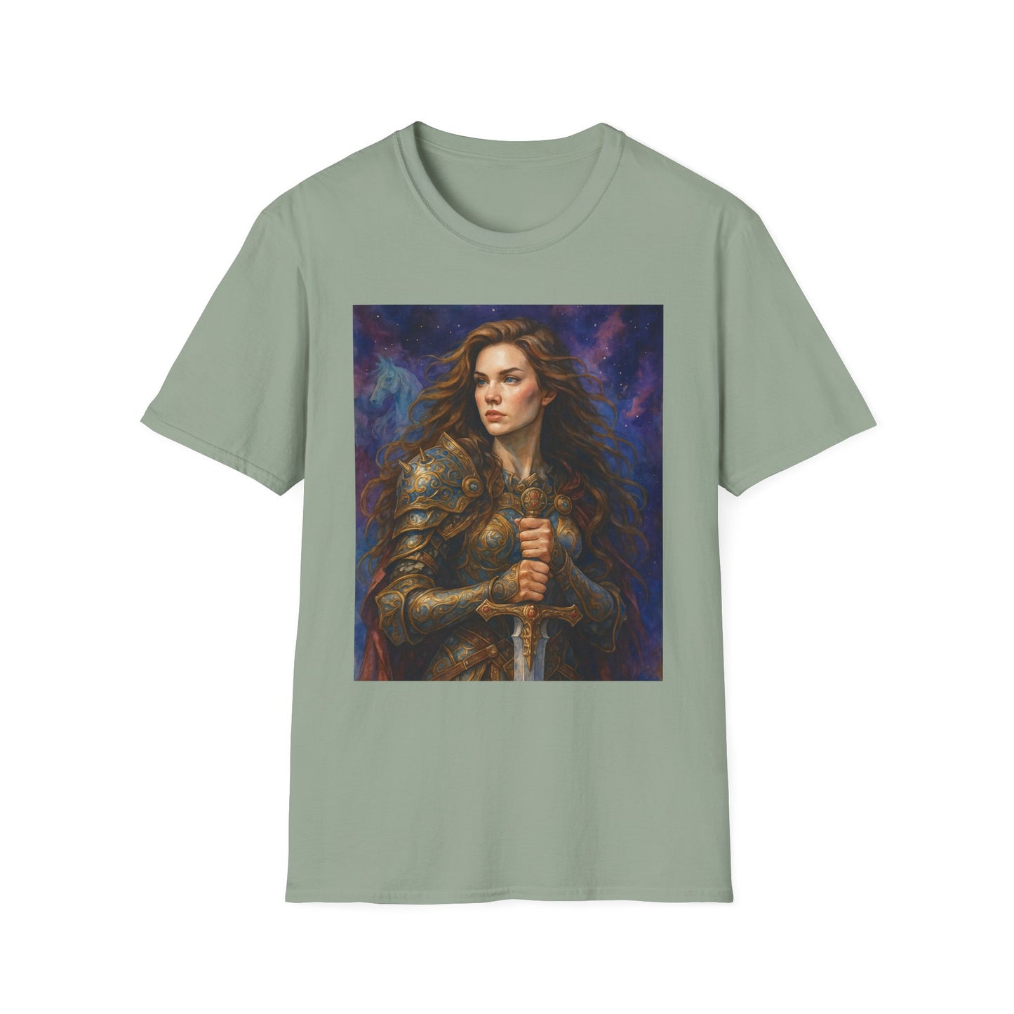 Warrior Woman T Shirt Fantasy Knight Art Medieval Armor Female Hero Tee Gift for Fantasy Lovers Sword Wielder Shirt Bold Aesthetic Battlecore Clothing