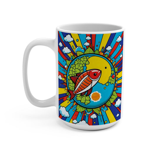 Sushi Art Mug Colorful Psychedelic Coffee Cup Gift For Food Lovers