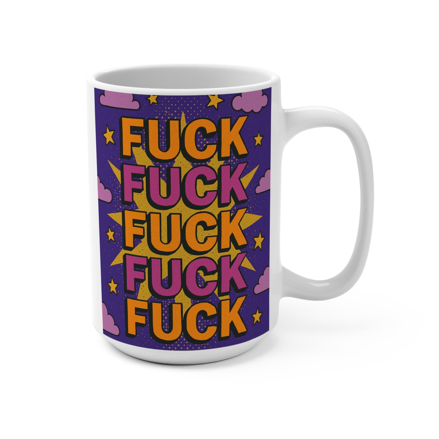 Funny Profanity Mug Bold Comic Style Artwork Ceramic Coffee Cup Gift for Sarcastic Friends