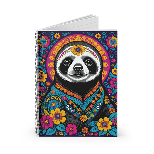 Colorful Sloth Spiral Notebook - Ideal for Journaling, Gift for Students, Floral Inspiration, Motivational Writing, Eco-Friendly