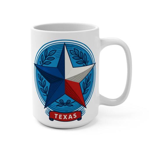Texas Star Coffee Mug – Lone Star State Ceramic Cup, Patriotic Texas Pride 15oz Mug, Gift for Texans and Travelers