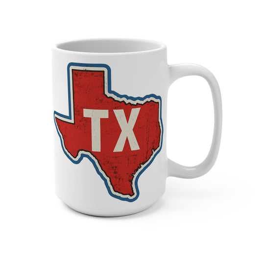 Texas State Mug – Vintage TX Coffee Cup With Bold Red Graphic, Lone Star Pride Drinkware, Gift for Texans and Southern Coffee Lovers