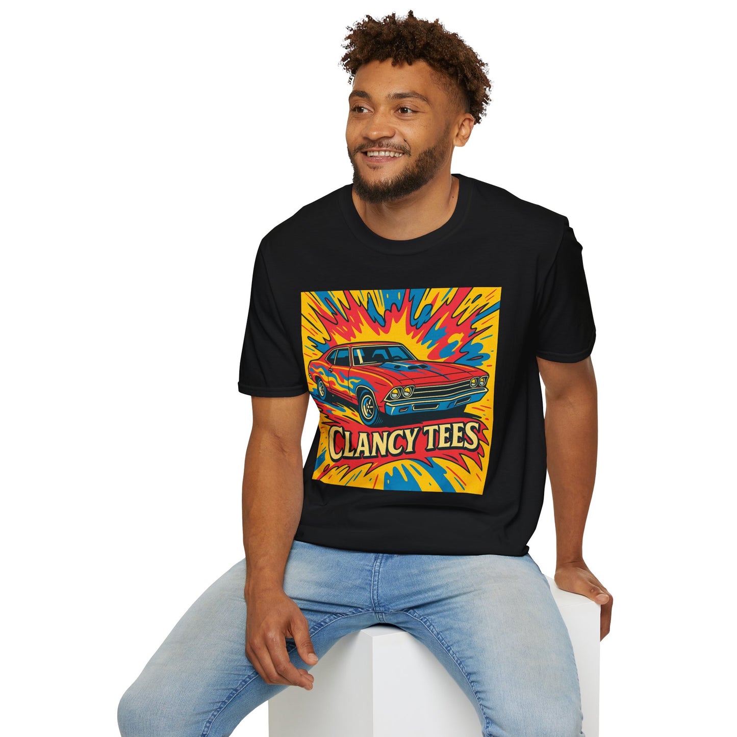 Muscle Car Graphic Tee with Retro Flames | Vintage Car Lover T-Shirt | Gift for Gearheads & Classic Ride Fans | Bold Hot Rod Shirt
