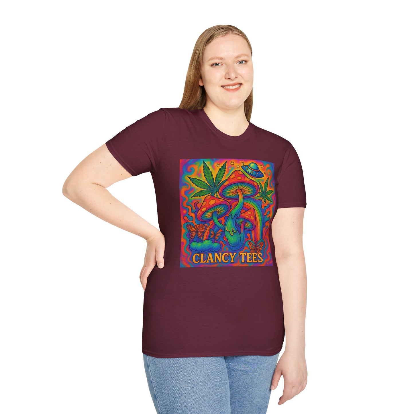 Colorful Psychedelic T-Shirt, Fun Graphic Tee for Music Festivals, Unique Gift for Friends, Retro Style Shirt, Unisex Softstyle Tee