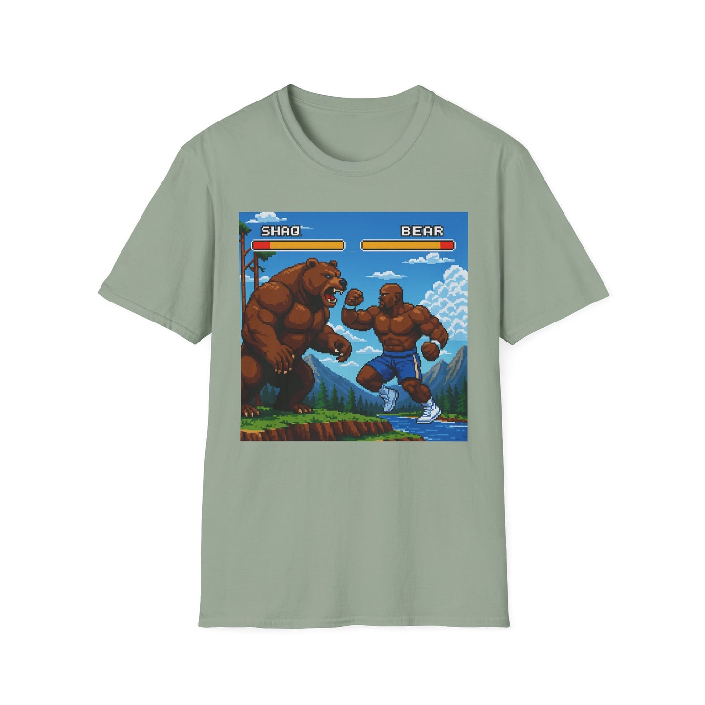 Shaq vs Bear Funny T-Shirt | Retro Arcade Fighter Tee | Gift for Gamers & 90s Kids | Weird Animal Combat Shirt