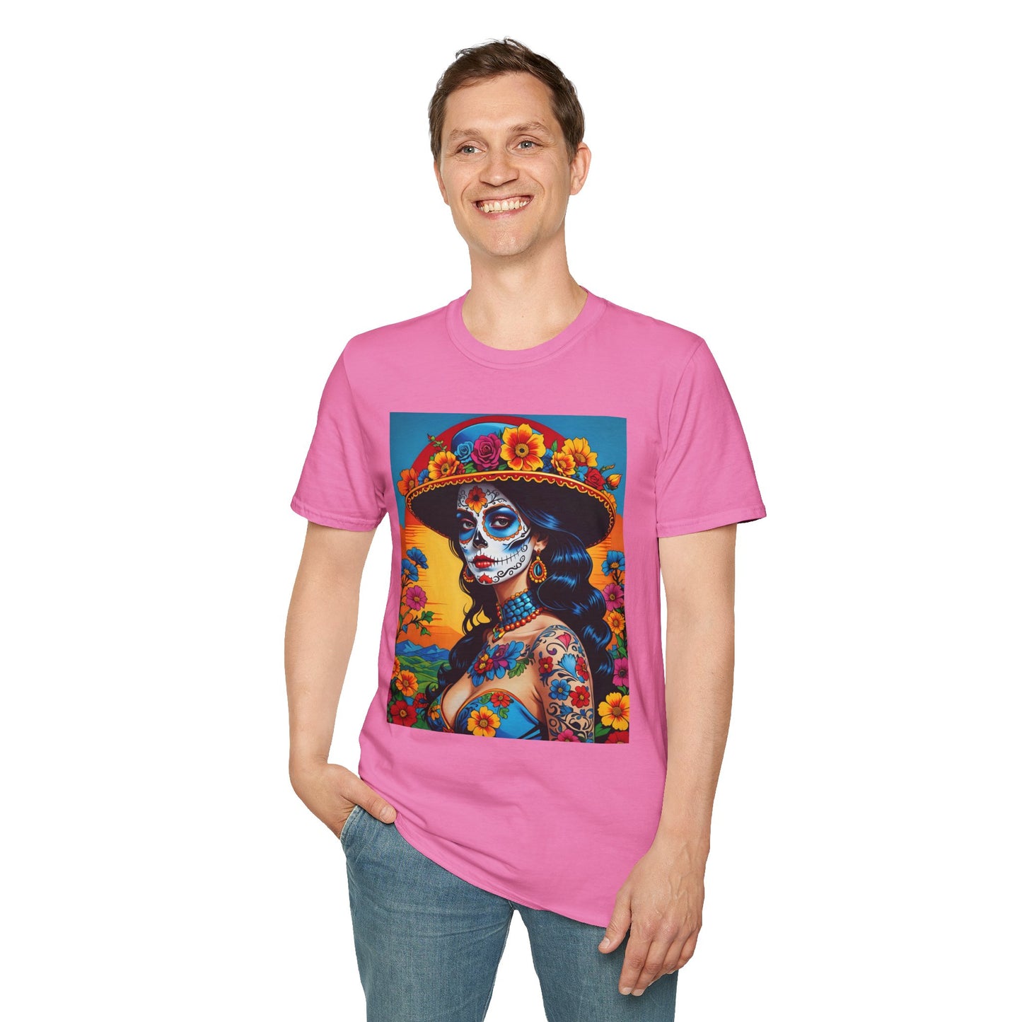 Sugar Skull Tattoo T-Shirt – Día de los Muertos Art Tee – Gift for Skull Art Fans, Tattoo Addicts, and Alternative Fashion Collectors
