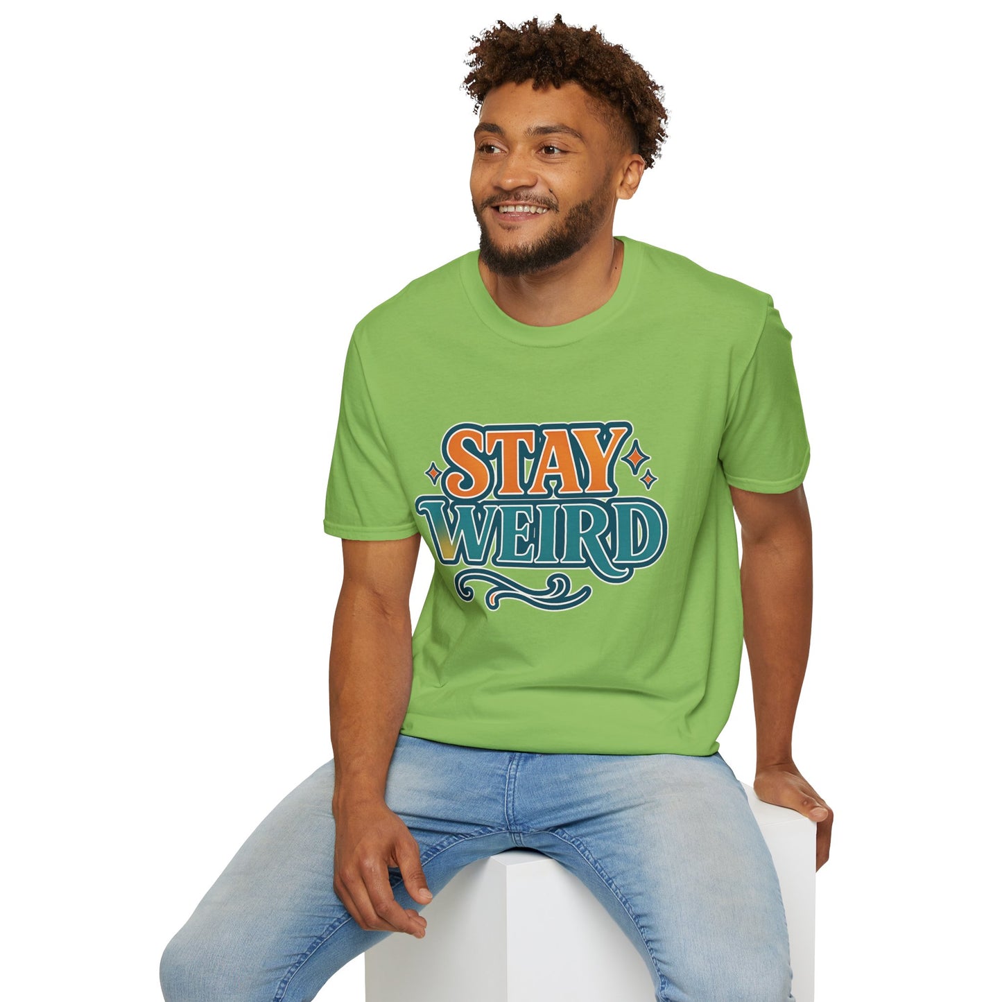 Stay Weird Unisex Softstyle T-Shirt - Fun Graphic Tee, Quirky Apparel, Gift for Friends, Casual Wear, Unique Style
