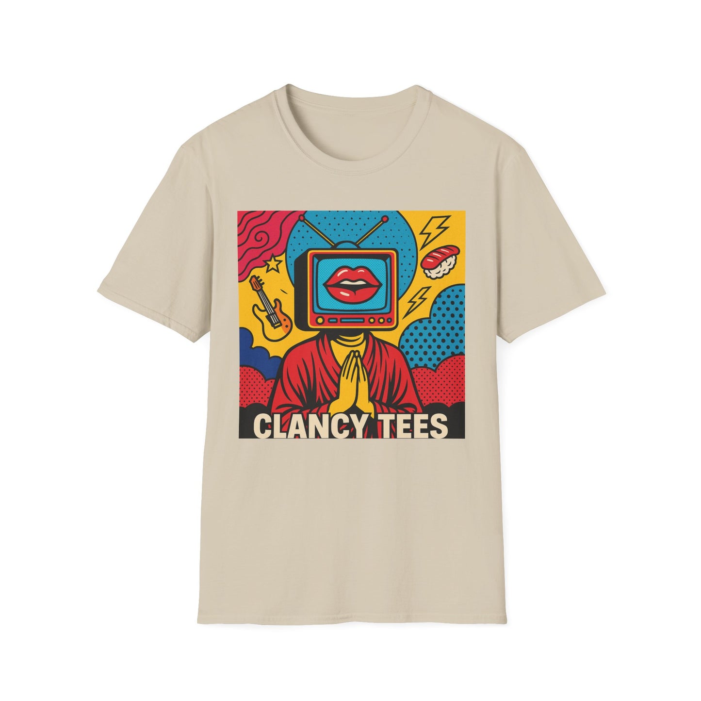 Pop Art TV Head T Shirt for Creatives Graphic Tee for Artists Gift for Surreal Art Lovers Unisex Visual Commentary Shirt