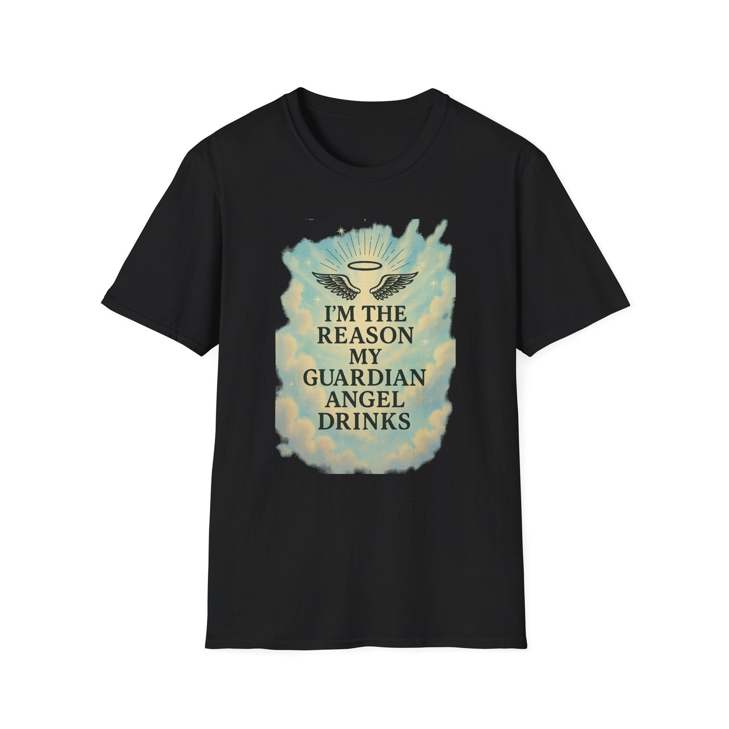Unisex Softstyle T-Shirt, Funny Guardian Angel Tee, Unique Gift for Friends, Humor Shirt, Casual Wear, Perfect for Holidays