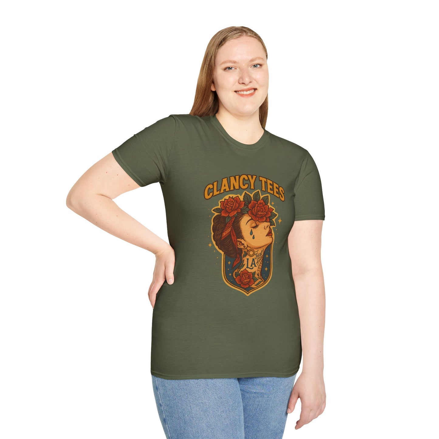 Unisex Tattoo Graphic Tee with Floral Design, Casual Everyday Wear, Gift for Friends, Fashionable Lounge Top, Cute Summer Shirt