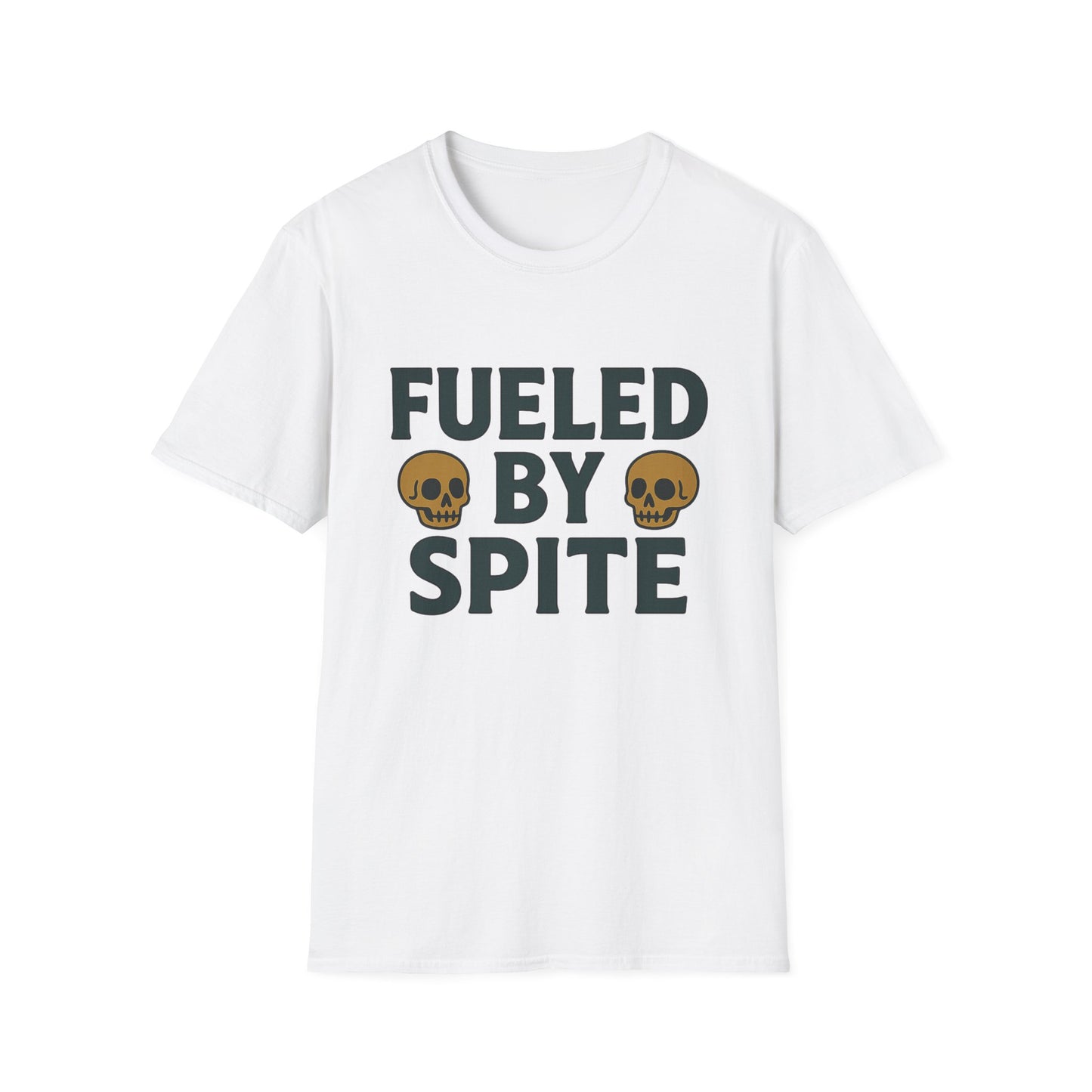 Fueled by Spite Unisex Softstyle T-Shirt, Funny Graphic Tee, Goth Aesthetic Shirt, Gifts for Spiteful Friends, Casual Wear