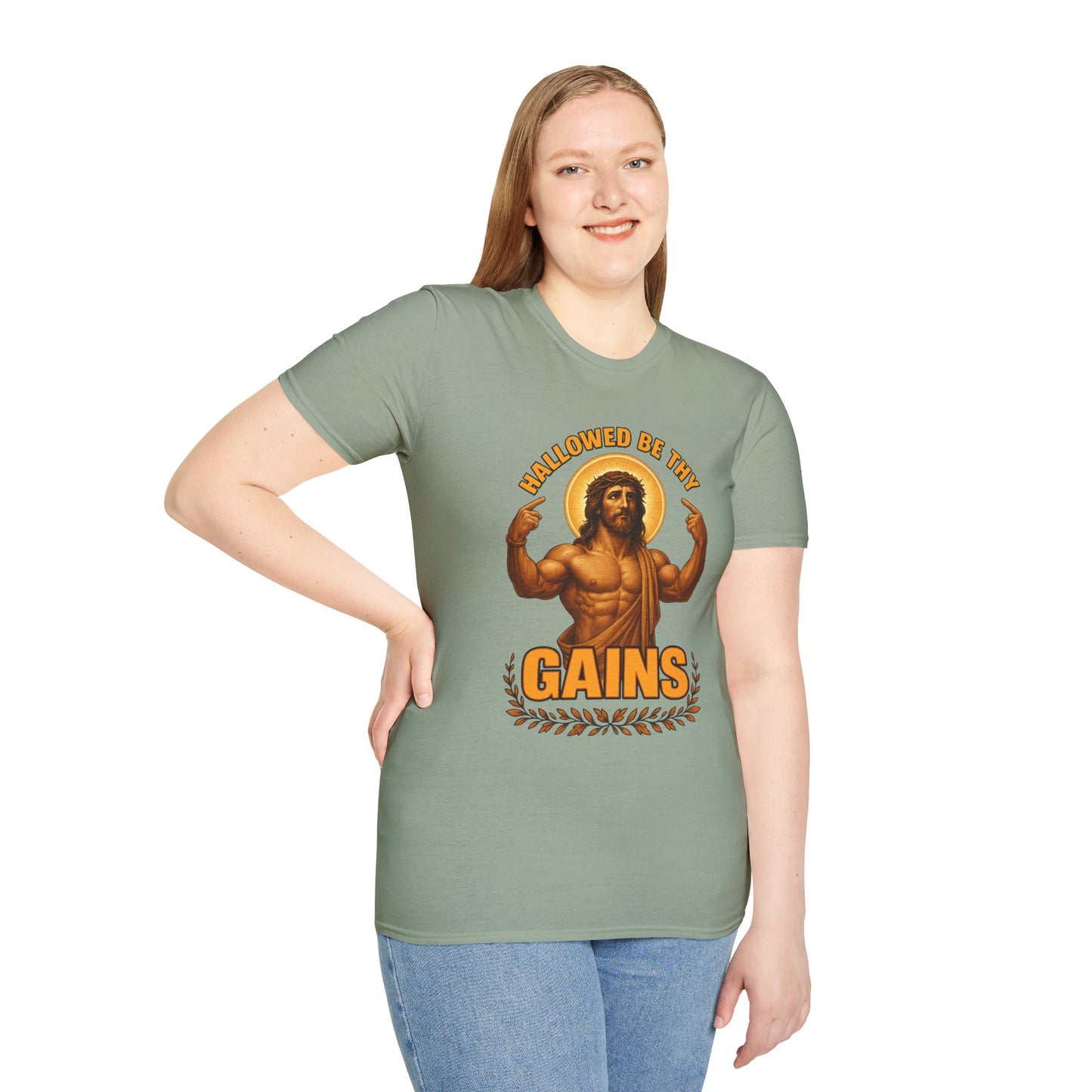 Jesus Gains Unisex T-Shirt, Funny Fitness Tee, Motivational Gym Shirt, Workout Apparel, Religious Gift, Christian Humor Clothing