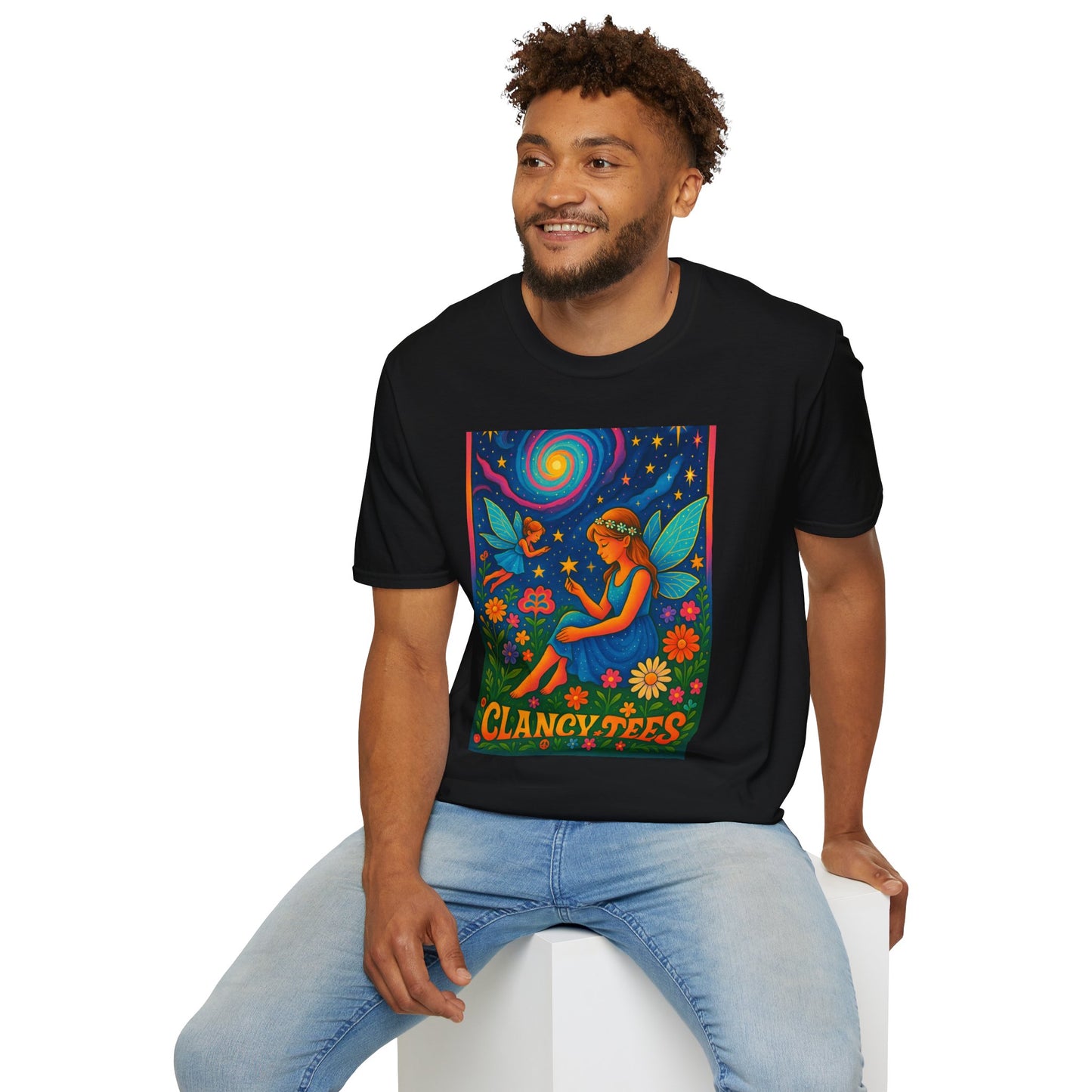 Fairy Garden T-Shirt Whimsical Fantasy Graphic Tee Cosmic Nature Shirt Gift for Dreamers Gift for Fairy Lovers Vibrant Magical Artwork