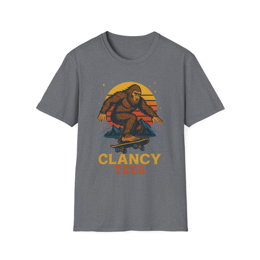 Bigfoot Skateboard Unisex T-Shirt, Retro Graphic Tee, Funny Gift for Skaters, Adventure Lovers, Summer Apparel, Men's and Women's Fashion