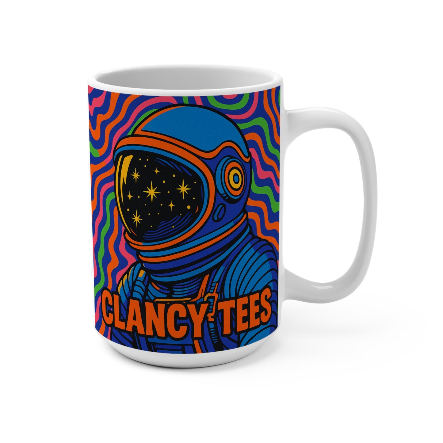 Trippy Astronaut Mug Psychedelic Space Artwork Ceramic Coffee Cup Gift for Sci Fi Fans