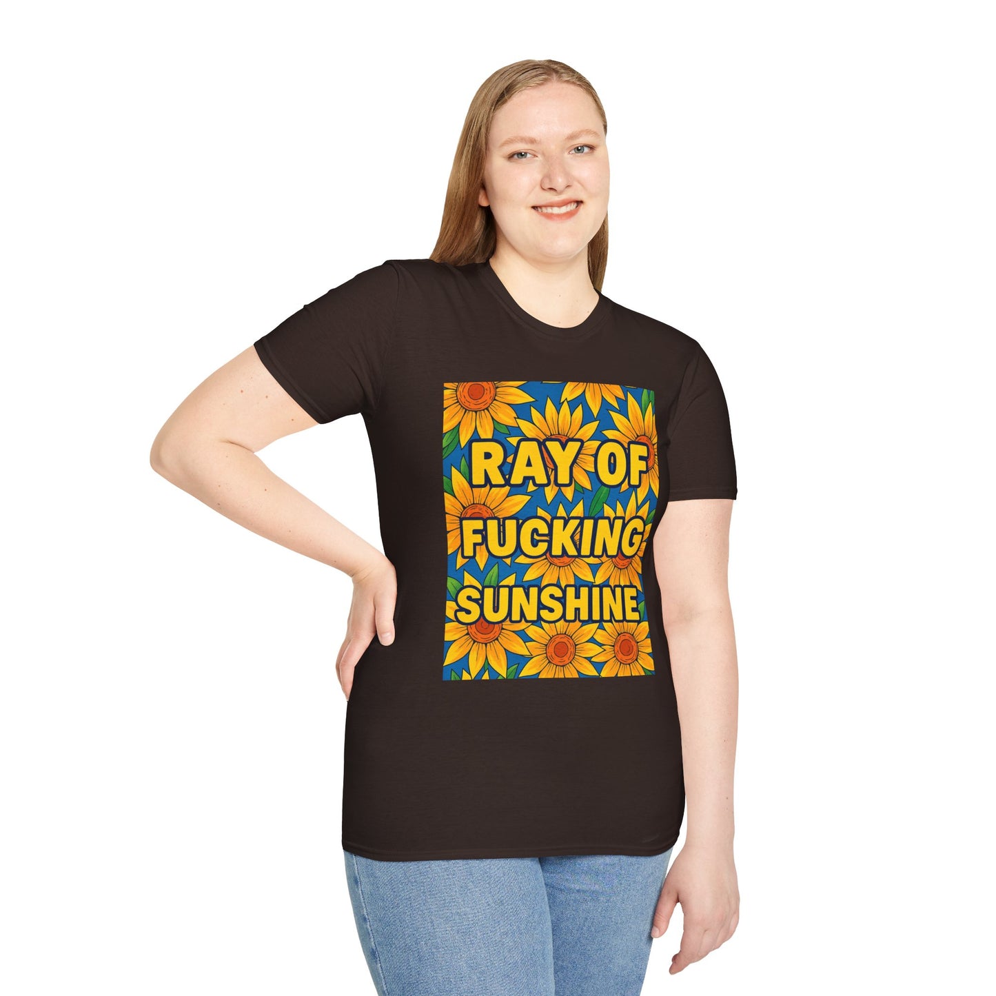 Cheerful Graphic Tee: "Ray of Fucking Sunshine" Unisex Softstyle T-Shirt | Gift for Friends, Casual Wear, Summer Vibes, Birthday Gift, [...]