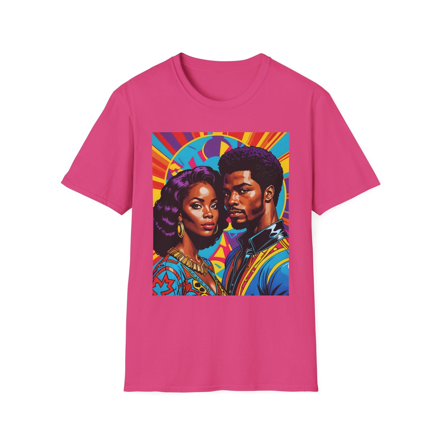Vibrant Retro-Inspired Unisex Softstyle T-Shirt, Colorful Art Tee, Black History Month Shirt, Casual Streetwear, Gift for Art Lovers