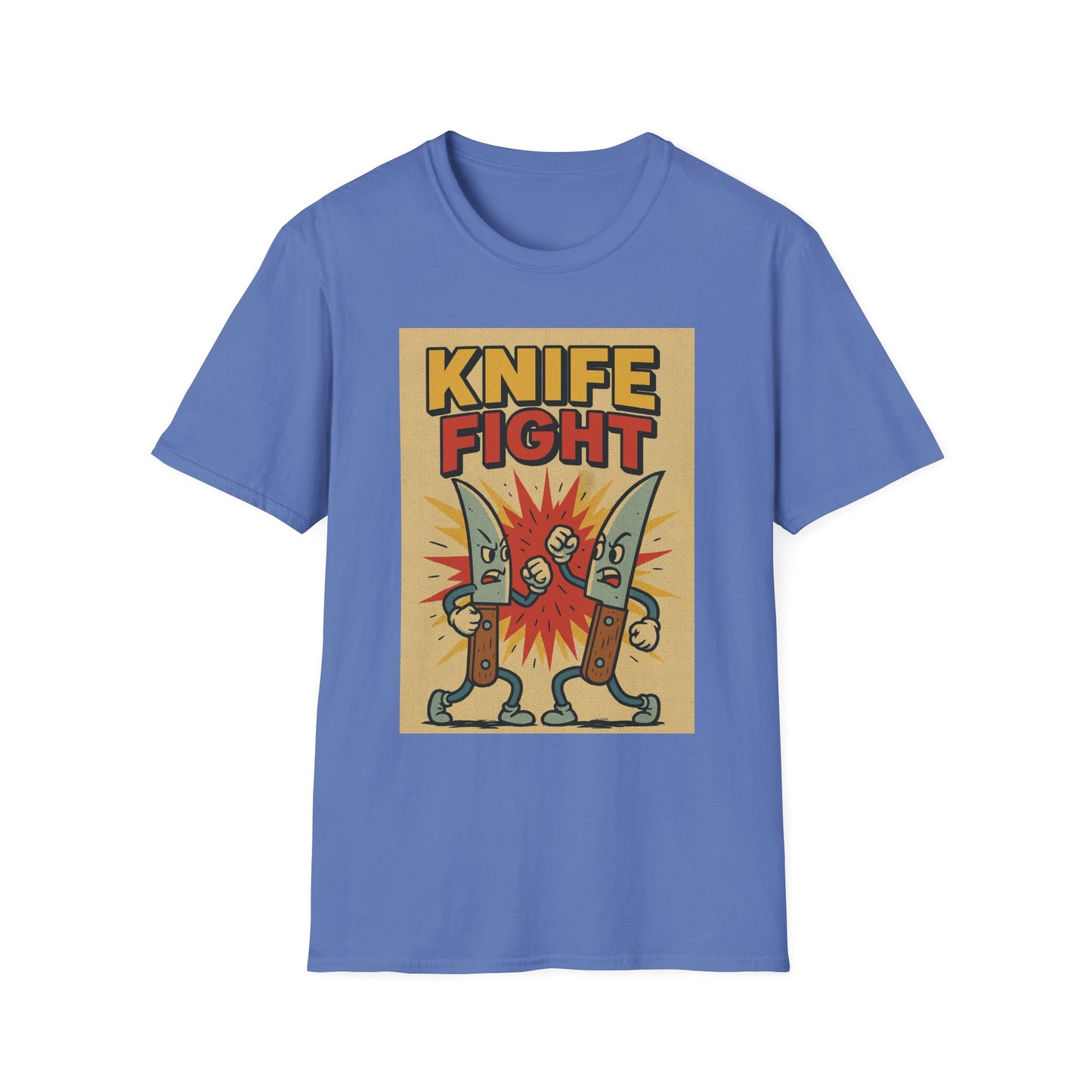 Retro Knife Fight Graphic T-Shirt, Funny Tee, Casual Unisex Clothing, Gift for Him or Her, Unique Humor Shirt