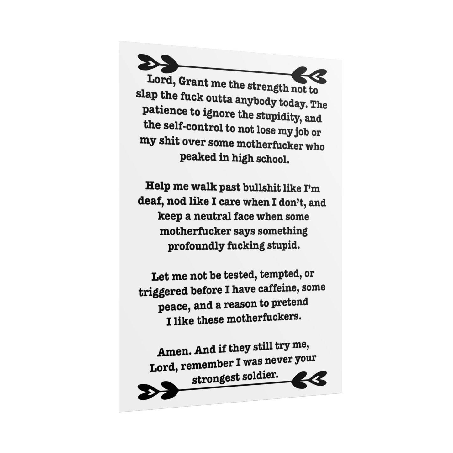 ClancyTees Serenity Prayer Poster Funny Profane Wall Art Office Humor Print Gift for Coworkers