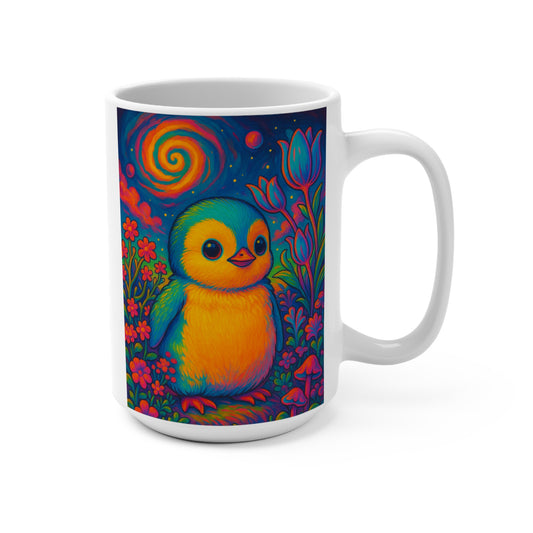 Trippy Penguin Mug Psychedelic Animal Art Coffee Cup Vibrant Ceramic Gift For Bird Lovers