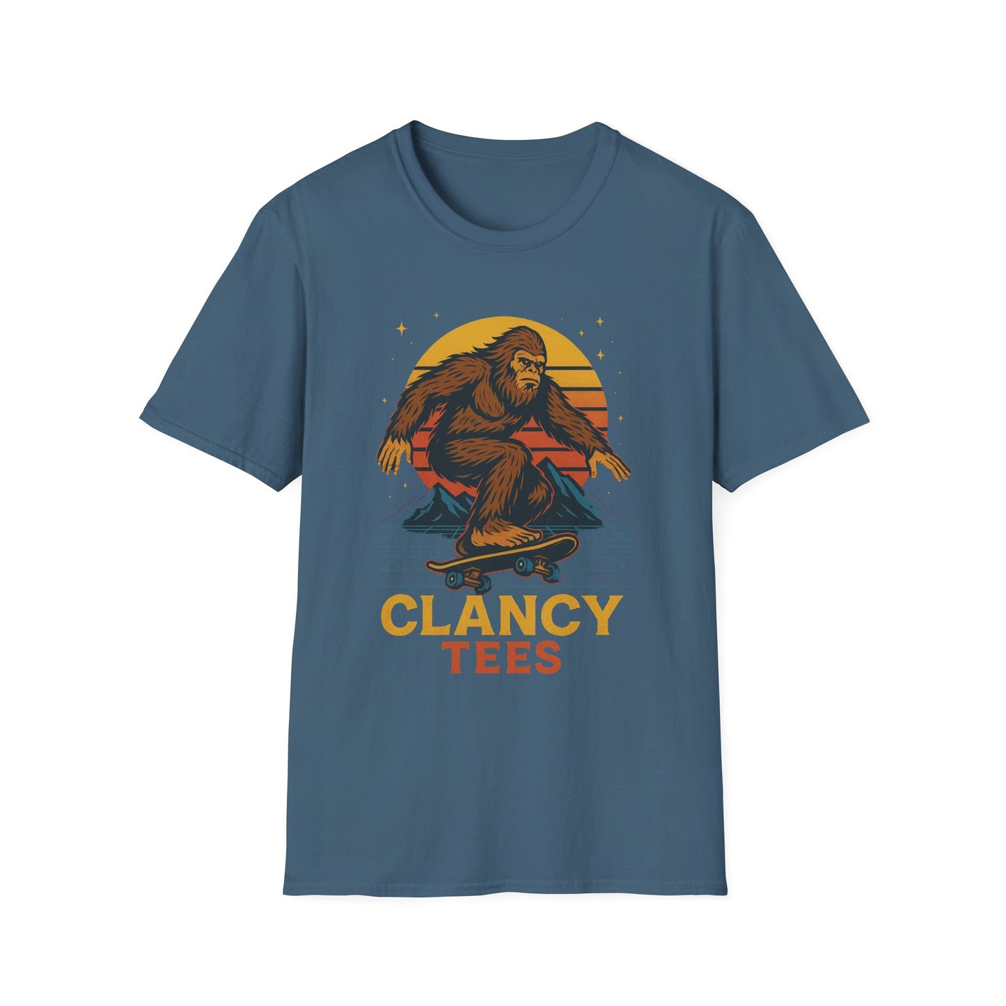 Bigfoot Skateboard Unisex T-Shirt, Retro Graphic Tee, Funny Gift for Skaters, Adventure Lovers, Summer Apparel, Men's and Women's Fashion