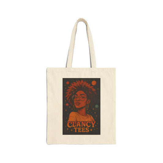 Afrofuturist Tote Bag Cosmic Canvas Bag Astrology Inspired Carryall With Bold Black Girl Magic Artwork And Celestial Design For Everyday Use