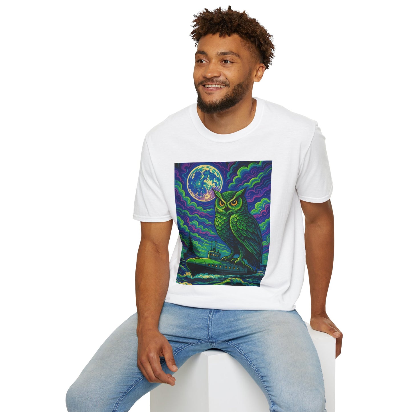 Psychedelic Owl T-Shirt – Trippy Moonlight Animal Tee – Gift for Night Owls, Nature Lovers, Surreal Art Fans & Creatures of the Cosmic Forest