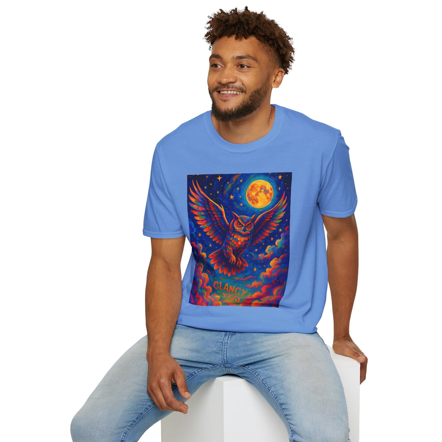 Psychedelic Owl T-Shirt Trippy Full Moon Graphic Tee | Surreal Bird Aesthetic Shirt | Gift for Dreamers and Night Owls | Bold Fantasy Art Top
