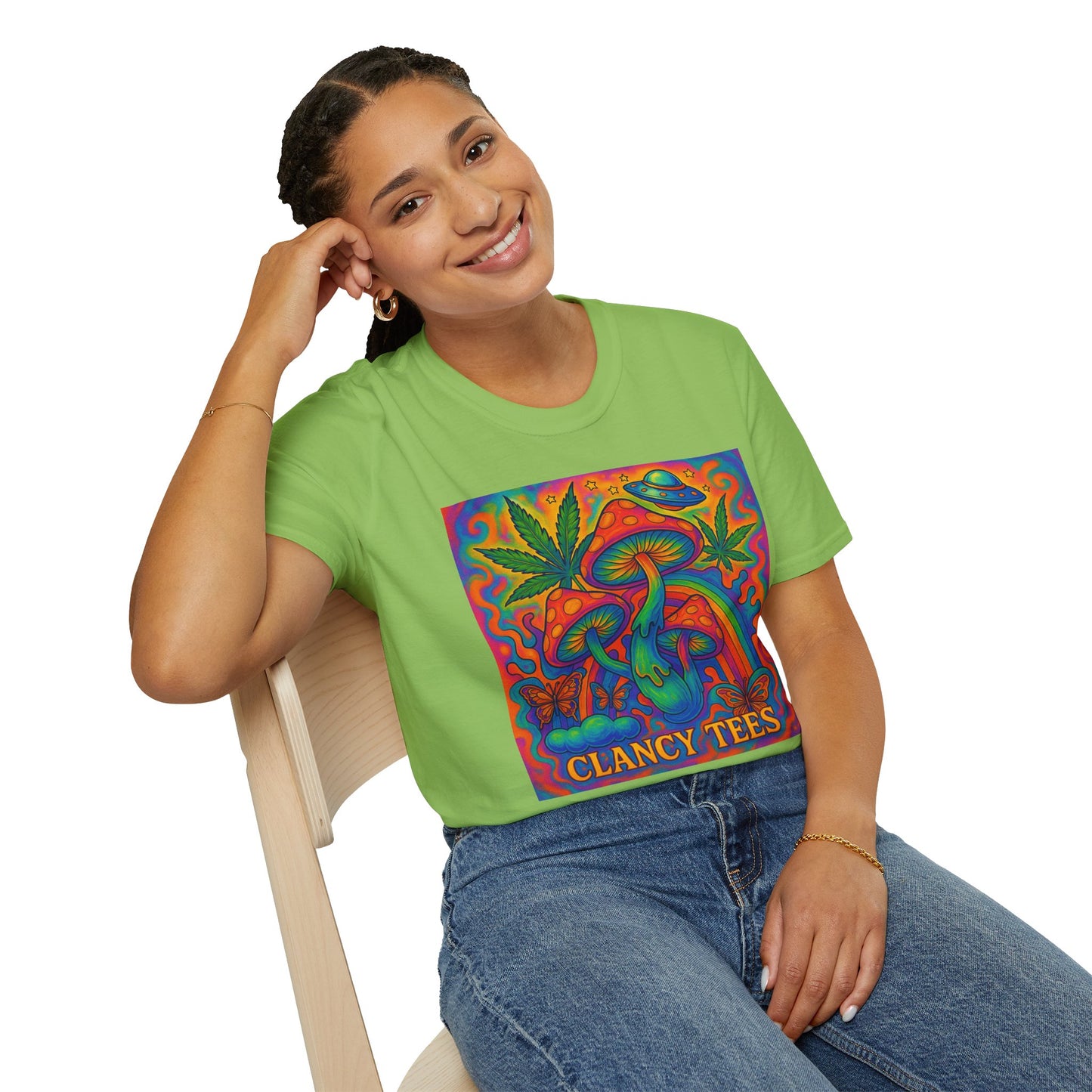 Colorful Psychedelic T-Shirt, Fun Graphic Tee for Music Festivals, Unique Gift for Friends, Retro Style Shirt, Unisex Softstyle Tee