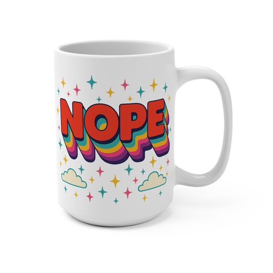 Nope Retro Rainbow Mug – Funny Coffee Cup With Bold Statement, Sarcastic Gift for Coworkers, Colorful Daily Mood Cup