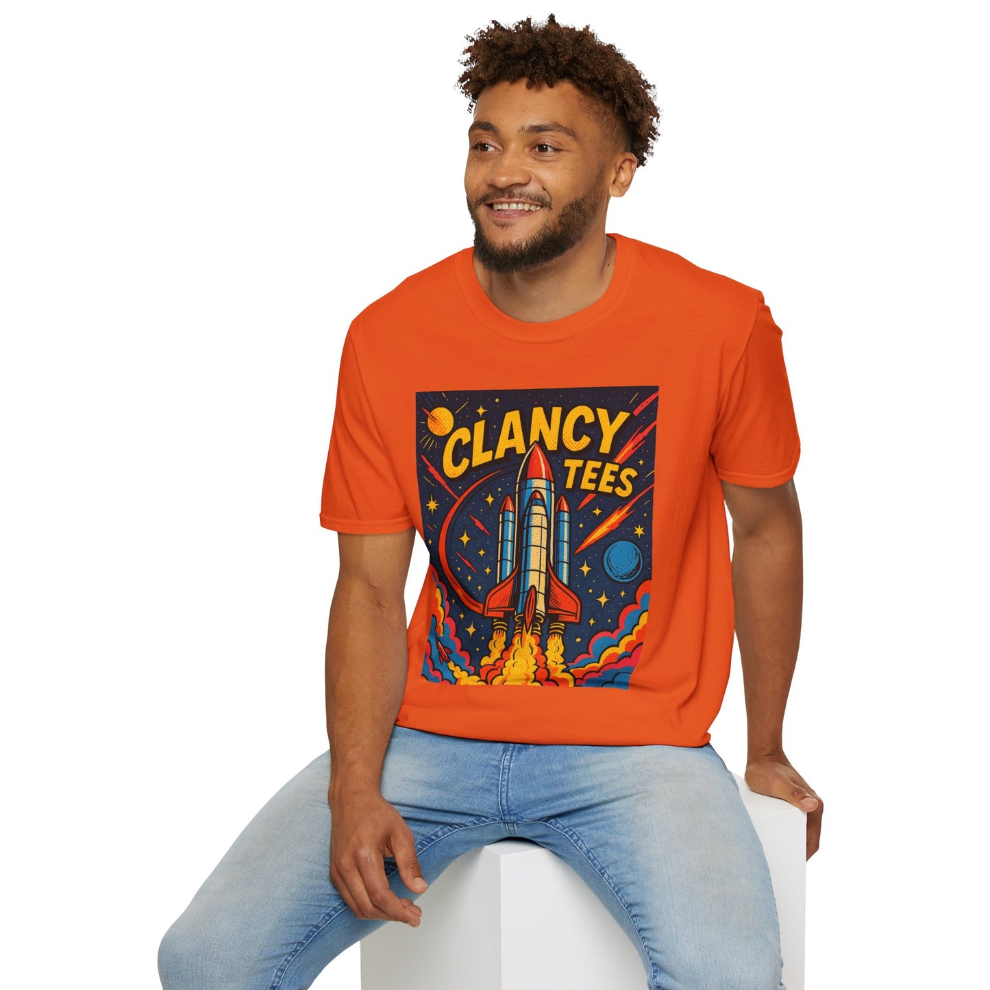 Retro Rocket Ship Shirt Outer Space Graphic Tee | Psychedelic Galaxy Print Top | Gift for Space Nerds and Dreamers | Astronaut Aesthetic Tee