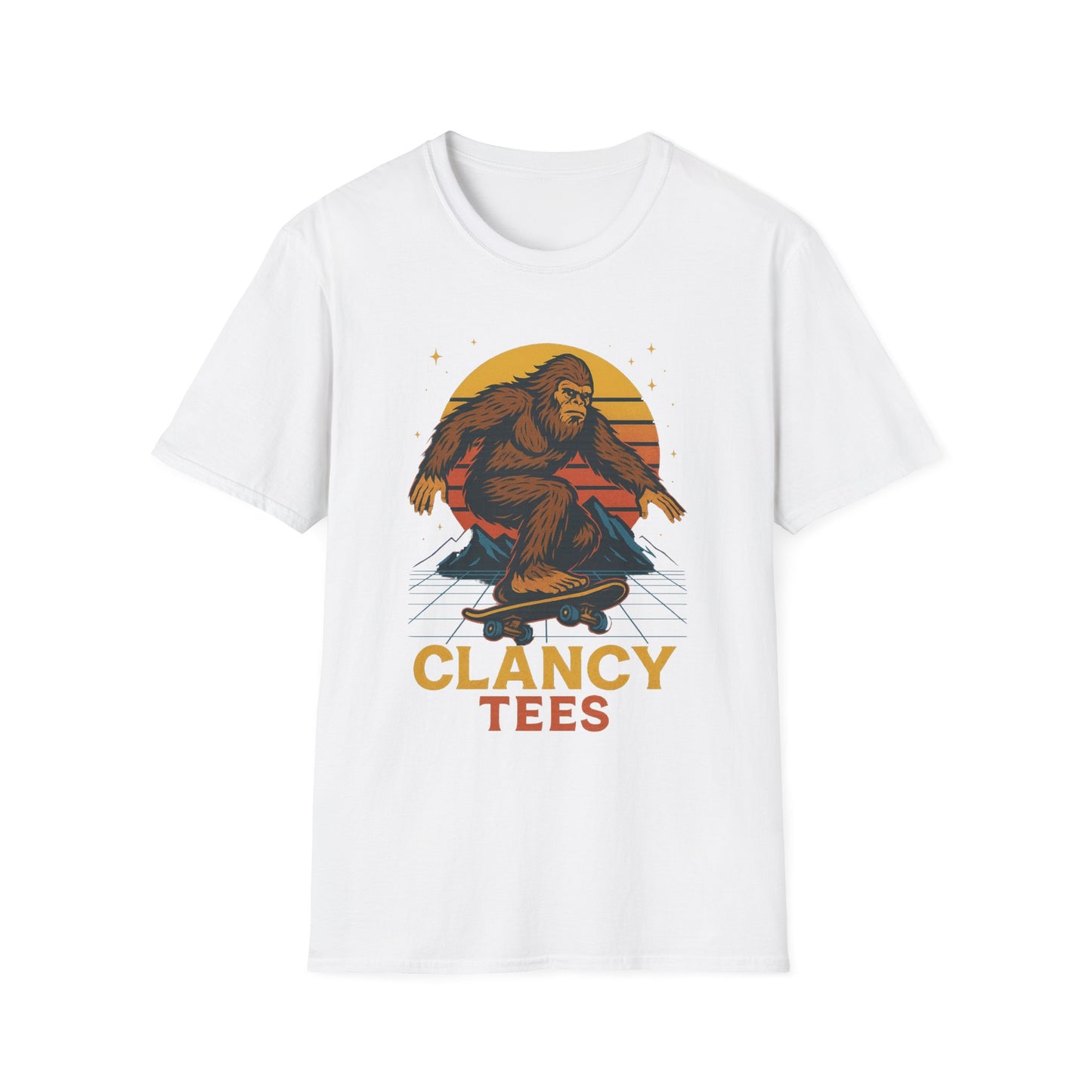Bigfoot Skateboard Unisex T-Shirt, Retro Graphic Tee, Funny Gift for Skaters, Adventure Lovers, Summer Apparel, Men's and Women's Fashion