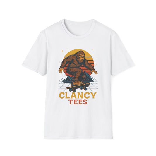 Bigfoot Skateboard Unisex T-Shirt, Retro Graphic Tee, Funny Gift for Skaters, Adventure Lovers, Summer Apparel, Men's and Women's Fashion