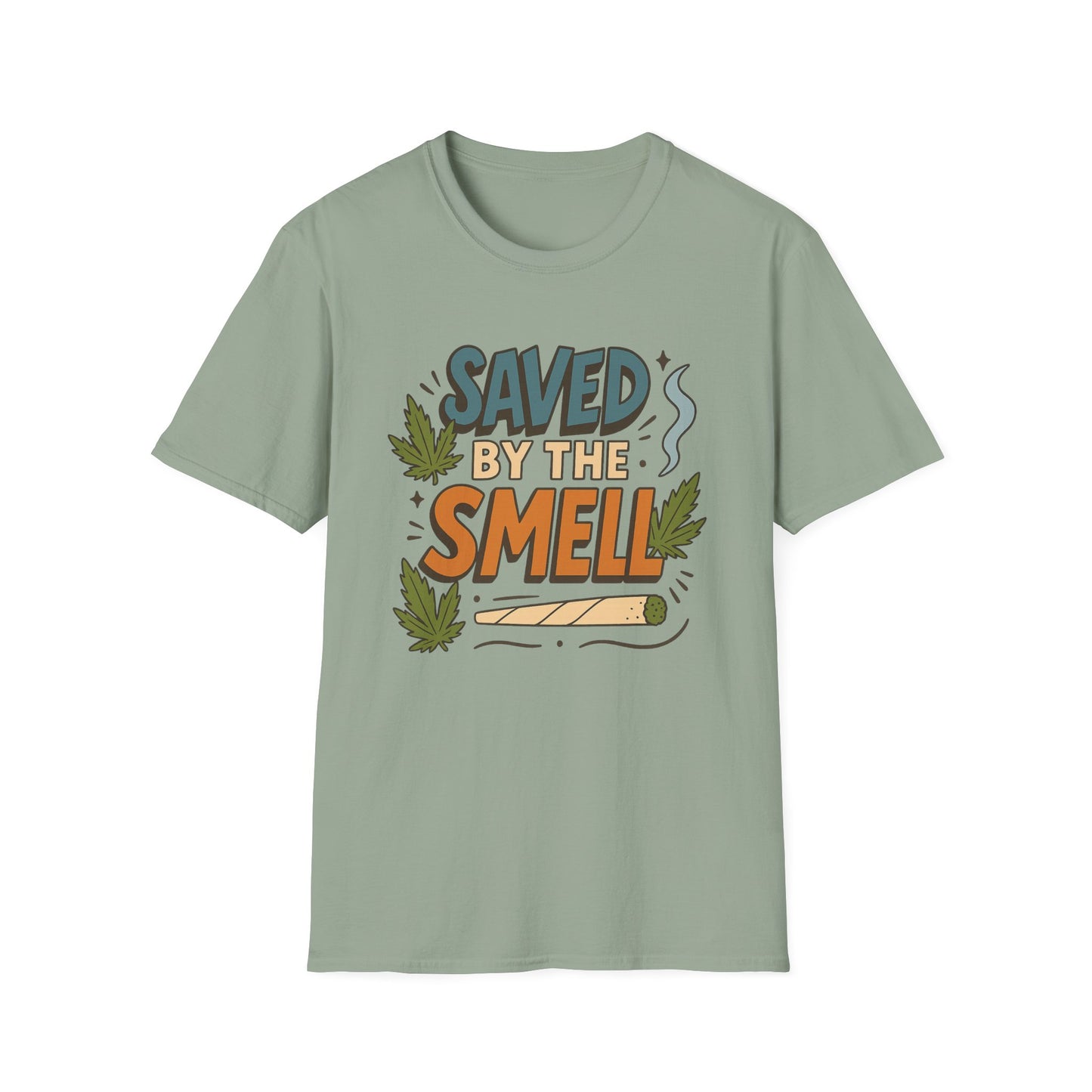 Funny Cannabis Saved by the Smell T-Shirt, Unisex Softstyle Tee, Gift for Stoners, Humor Apparel, Casual Wear, Cool Graphic Tee