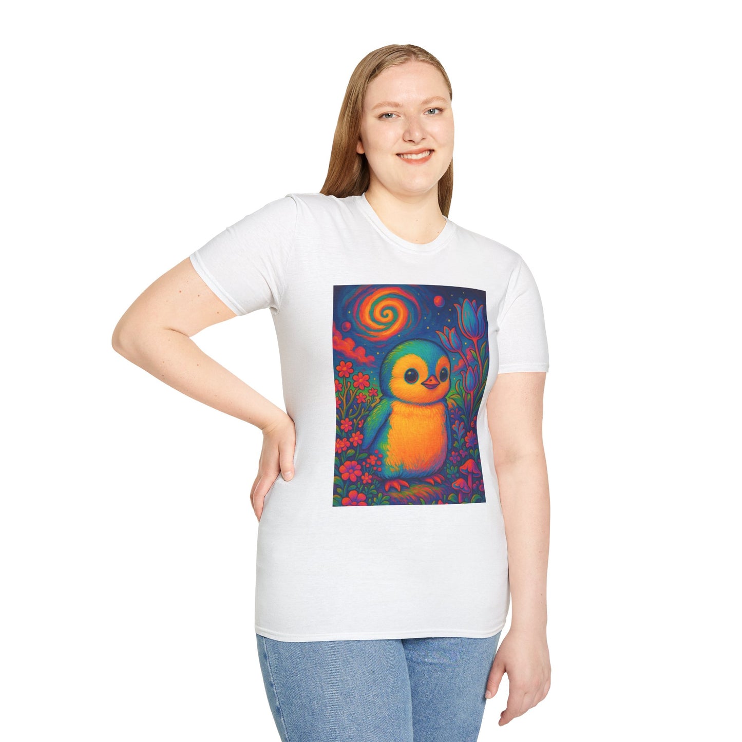 Psychedelic Baby Penguin T-Shirt – Trippy Cute Animal Tee – Gift for Penguin Lovers – Groovy Nature Shirt for Weirdos, Hippies, and Art Freaks