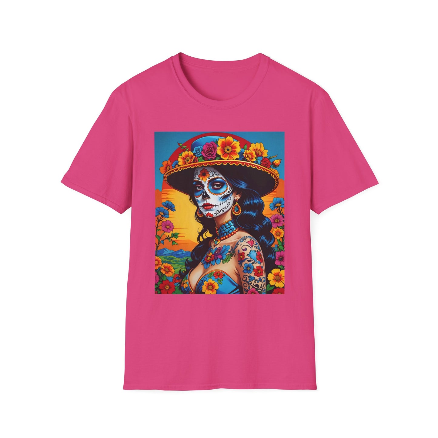 Sugar Skull Tattoo T-Shirt – Día de los Muertos Art Tee – Gift for Skull Art Fans, Tattoo Addicts, and Alternative Fashion Collectors