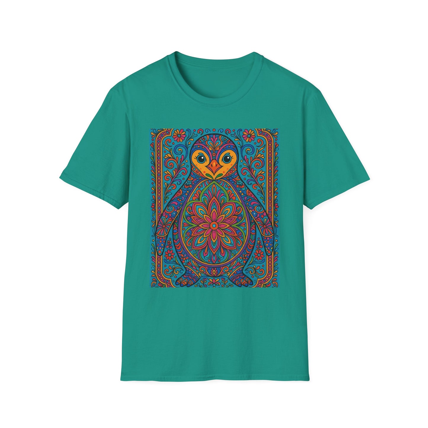Trippy Penguin Mandala T-Shirt – Psychedelic Animal Tee – Funny Gift for Nature Lovers – Penguin Shirt for Hippies, Weirdos, and Mandala Fans