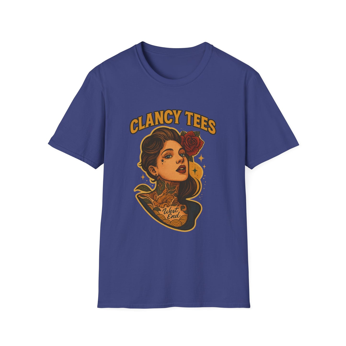 Vintage Tattoo-Inspired Unisex Softstyle T-Shirt, Unique Graphic Tee, Casual Statement Shirt, Perfect Gift for Friends & Festivals