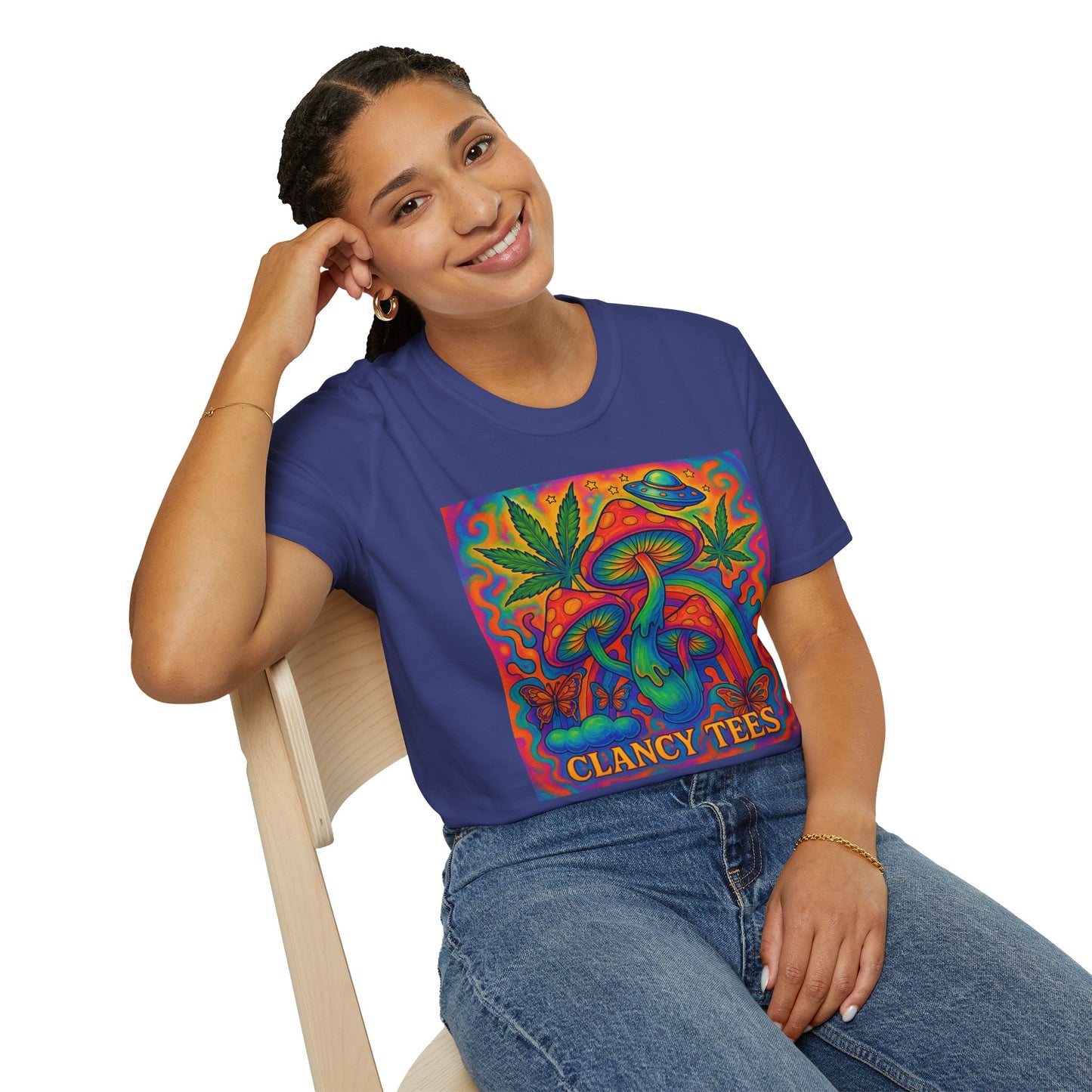 Colorful Psychedelic T-Shirt, Fun Graphic Tee for Music Festivals, Unique Gift for Friends, Retro Style Shirt, Unisex Softstyle Tee