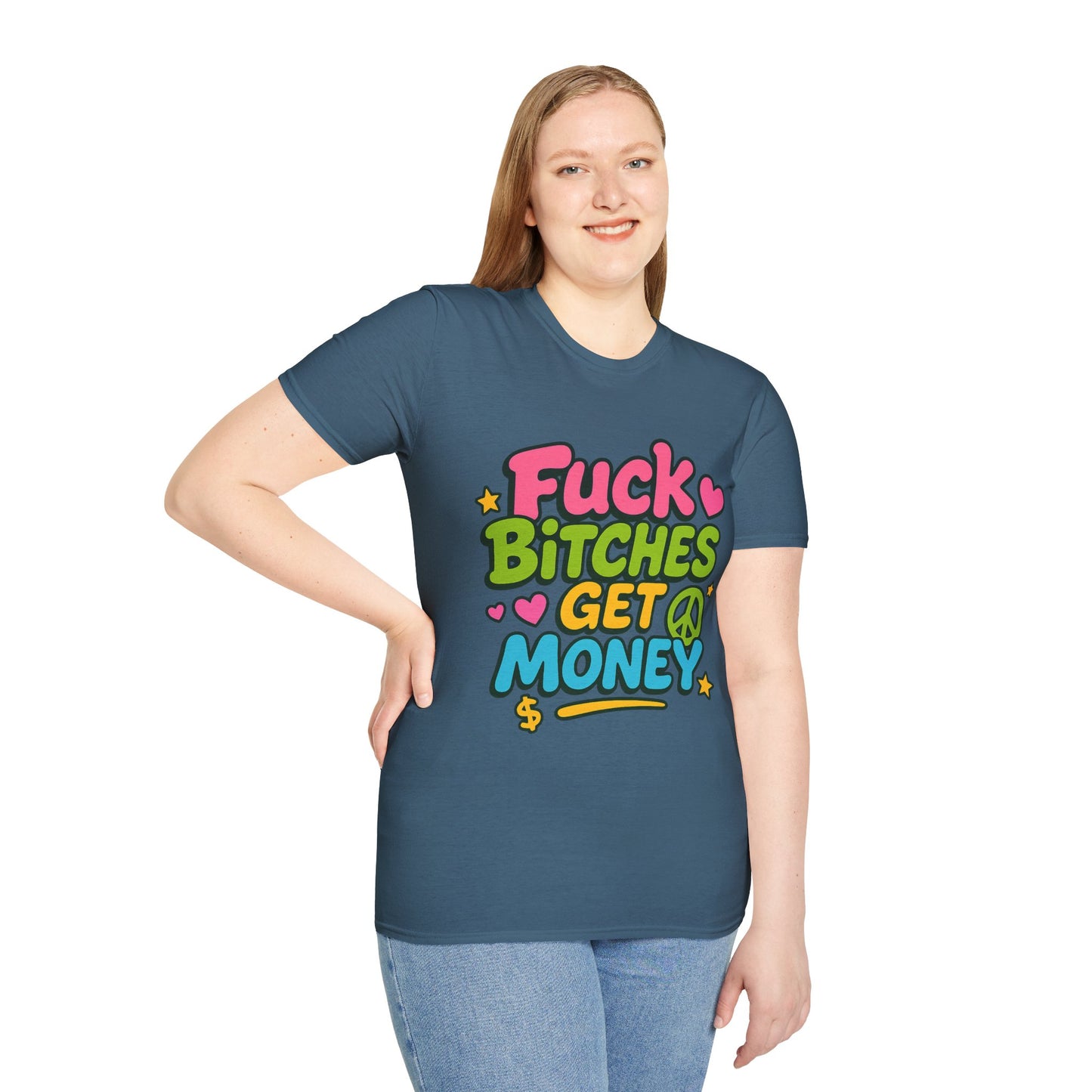 Fuck Bitches Get Money Shirt Funny Bold Graphic Tee Gift for Hustlers Savage Statement T-Shirt for Rebels Trolls Unfiltered Meme Culture Fans