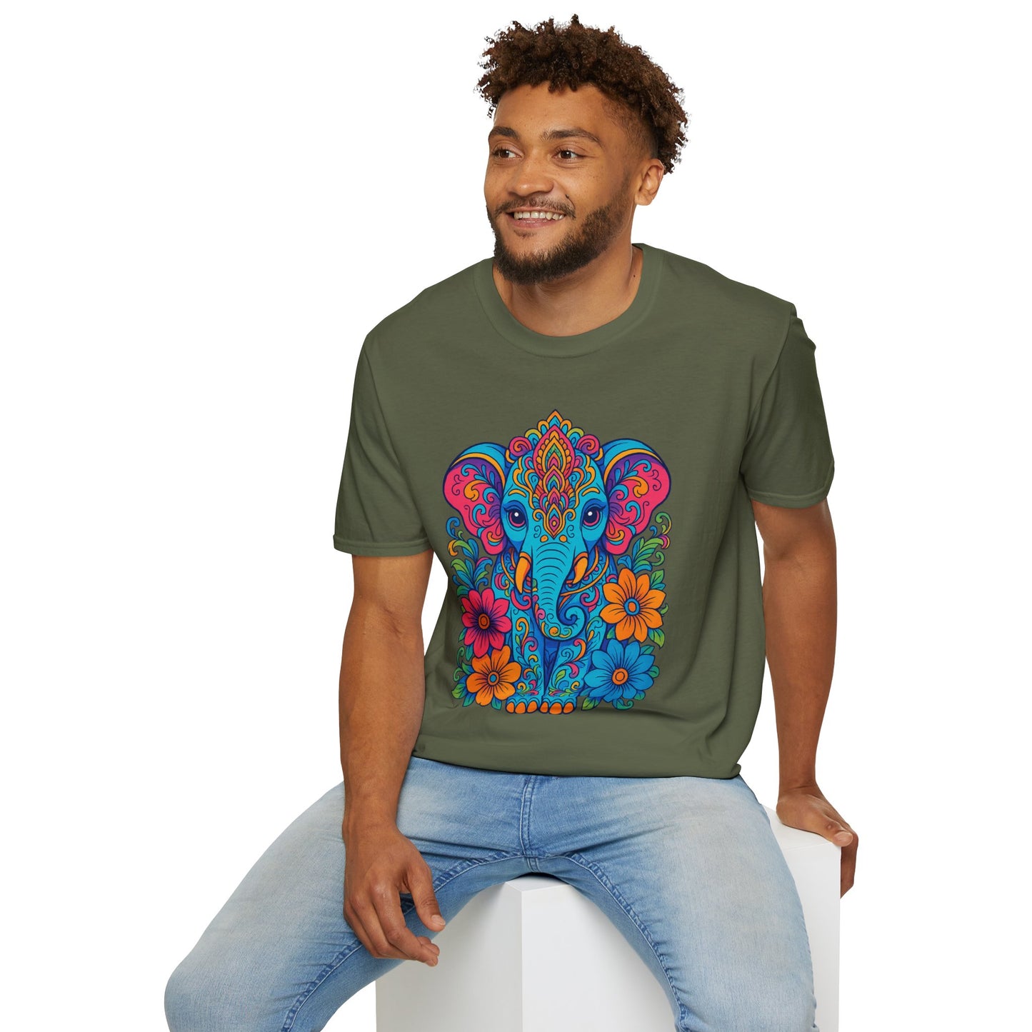 Colorful Elephant Shirt Trippy Boho Floral Art Tee Gift for Yoga Lovers Psychedelic Animal Fans and Free Spirits Who Rock Vibrant Festival Style