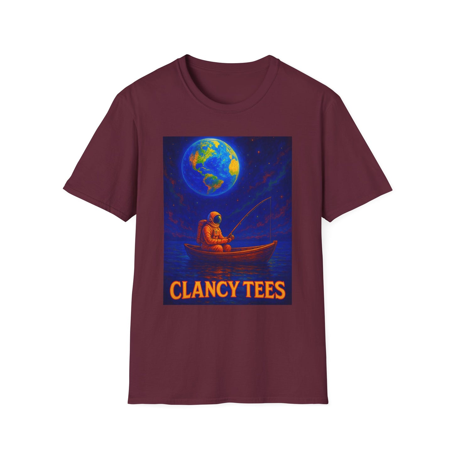 Space Fisherman Graphic T-Shirt, Chill Vibes Tee, Eco-Friendly Gift, Outdoor Enthusiast Apparel, Perfect for Holidays & Summer