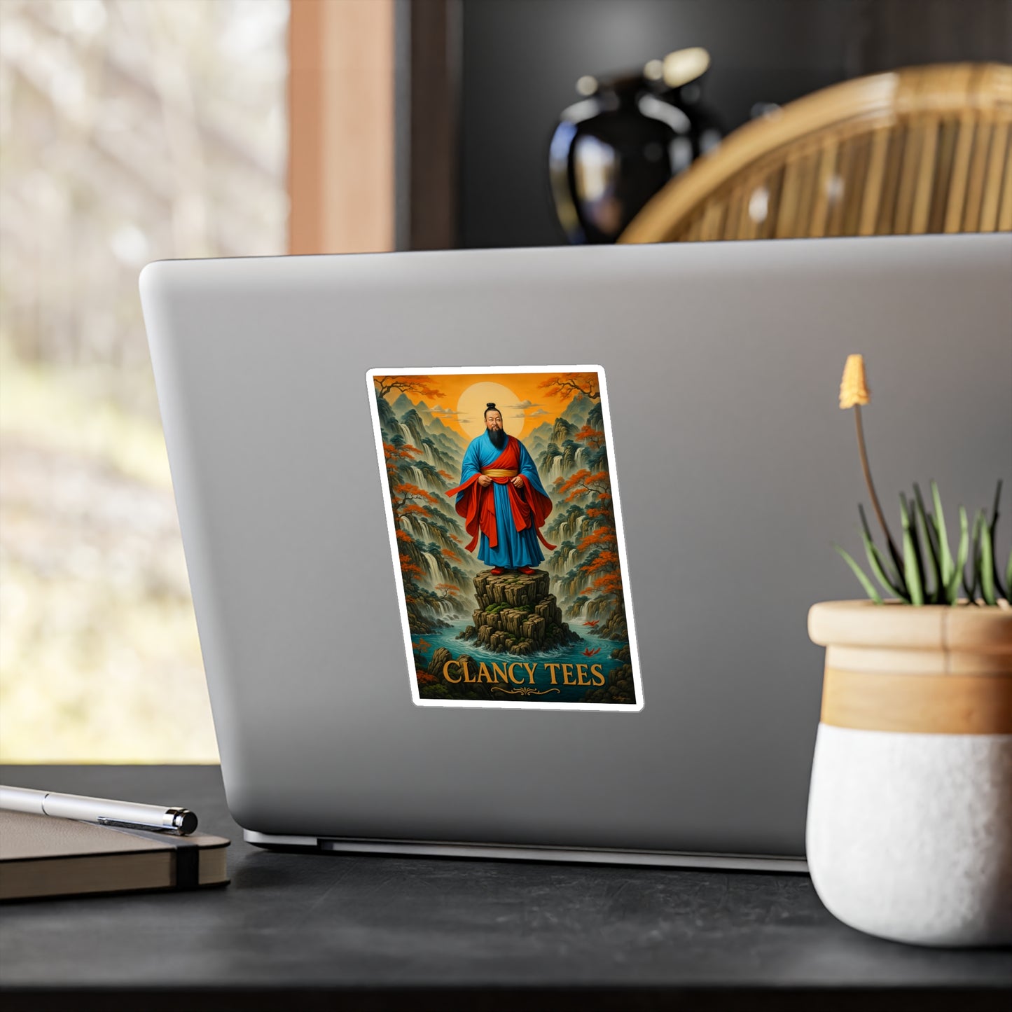 ClancyTees Ancient Warrior Sticker – Kiss Cut Vinyl Decal, Bold Graphic Art, Fantasy Aesthetic, Gift for Collectors