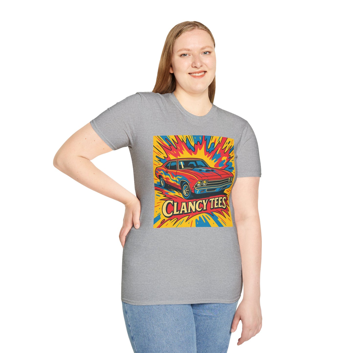 Muscle Car Graphic Tee with Retro Flames | Vintage Car Lover T-Shirt | Gift for Gearheads & Classic Ride Fans | Bold Hot Rod Shirt