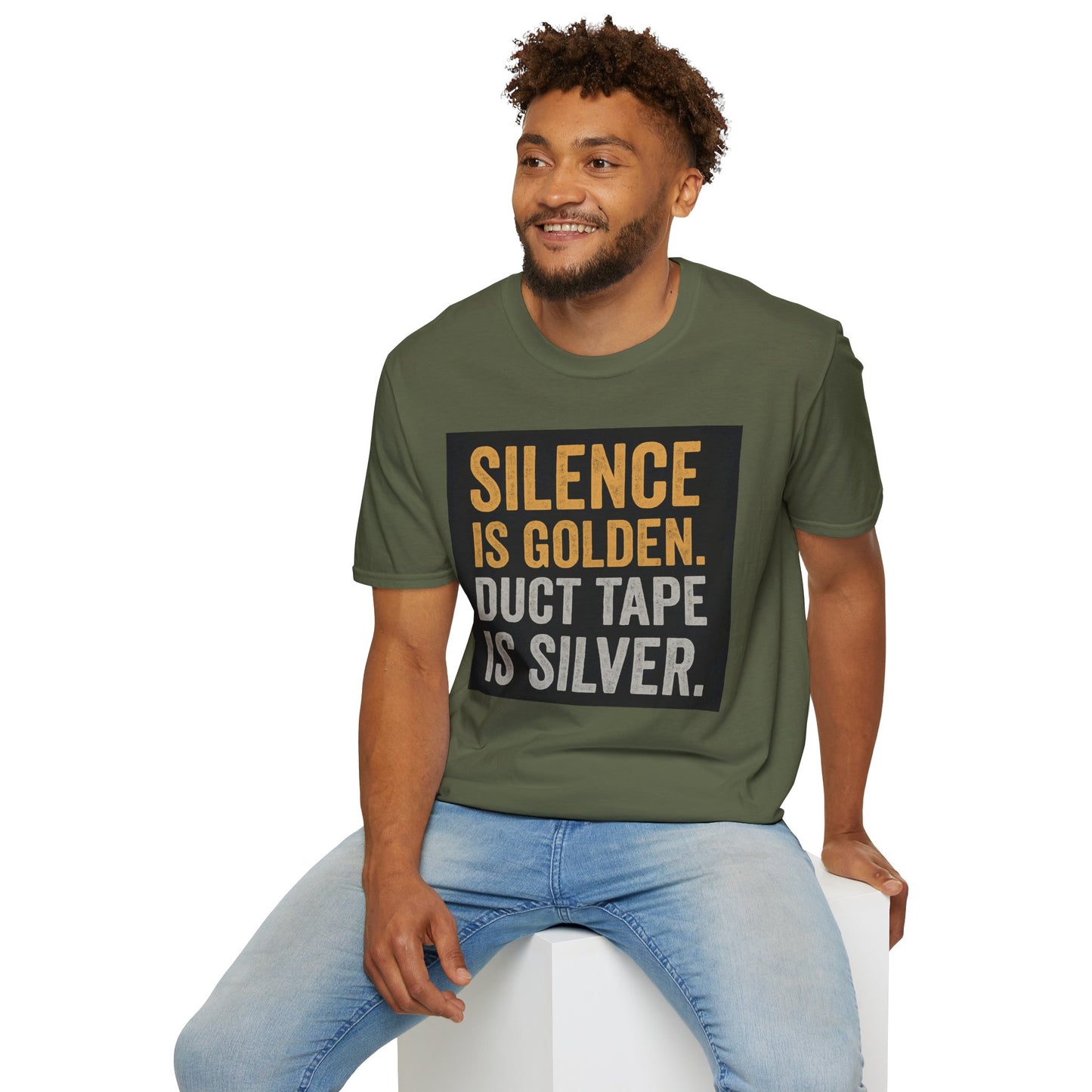 Funny Quote T-Shirt - Silence is Golden Duct Tape is Silver, Gift for Dad, Birthday Gift, Humorous Tee, Unisex Apparel, Casual Wear